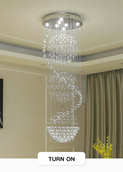 Modern Spiral LED Crystal Chandelier - Fixture for Staircase