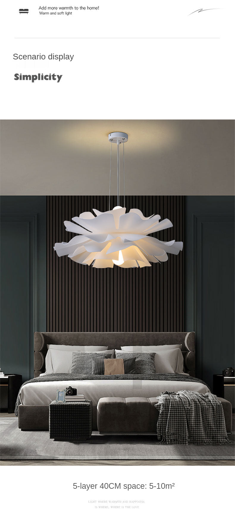 Petals Design Ceiling Bedroom Modern LED Chandelier on Sale