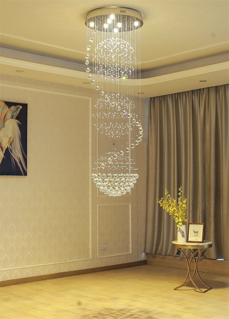 Modern Spiral LED Crystal Chandelier - Fixture for Staircase
