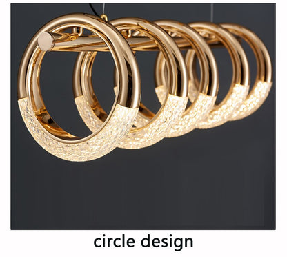 Postmodern Nordic Luxury Golden Ring Iron Chandelier