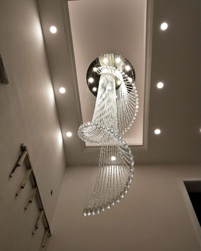 Modern Luxury Large K9 Spiral Crystal Chandelier
