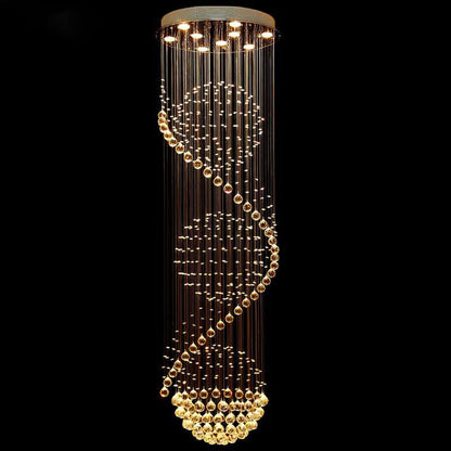 Modern Spiral LED Crystal Chandelier - Fixture for Staircase