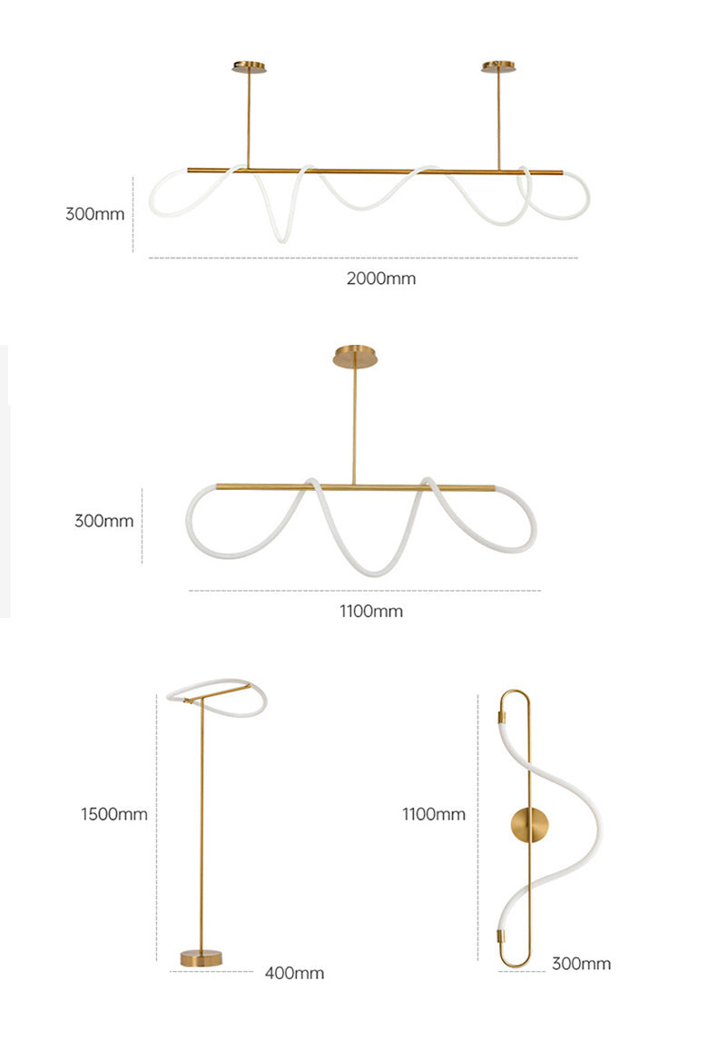 Modern Golden Led Chandelier Shiny Line