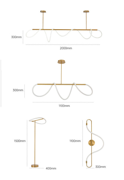 Modern Golden Led Chandelier Shiny Line