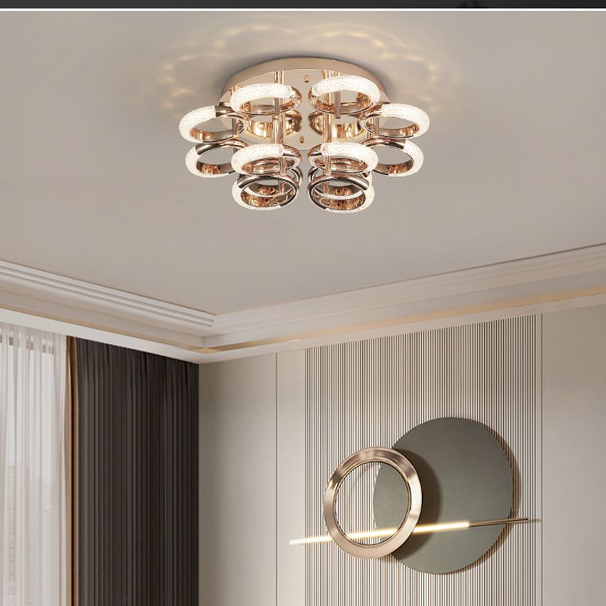 Postmodern Nordic Luxury Golden Ring Iron Chandelier