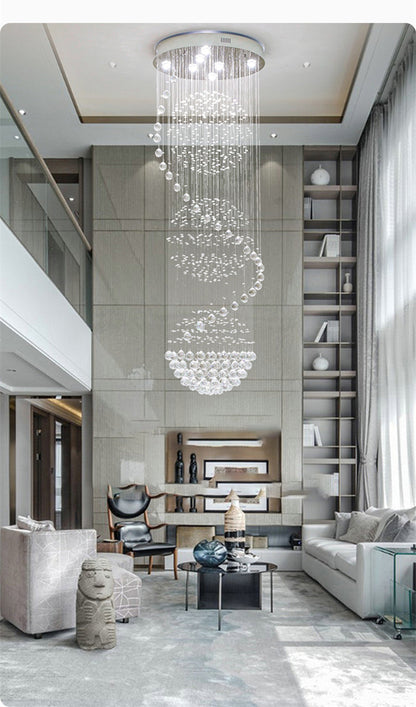Modern Spiral LED Crystal Chandelier - Fixture for Staircase