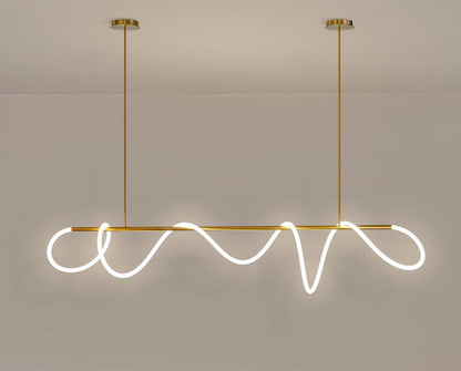 Modern Golden Led Chandelier Shiny Line