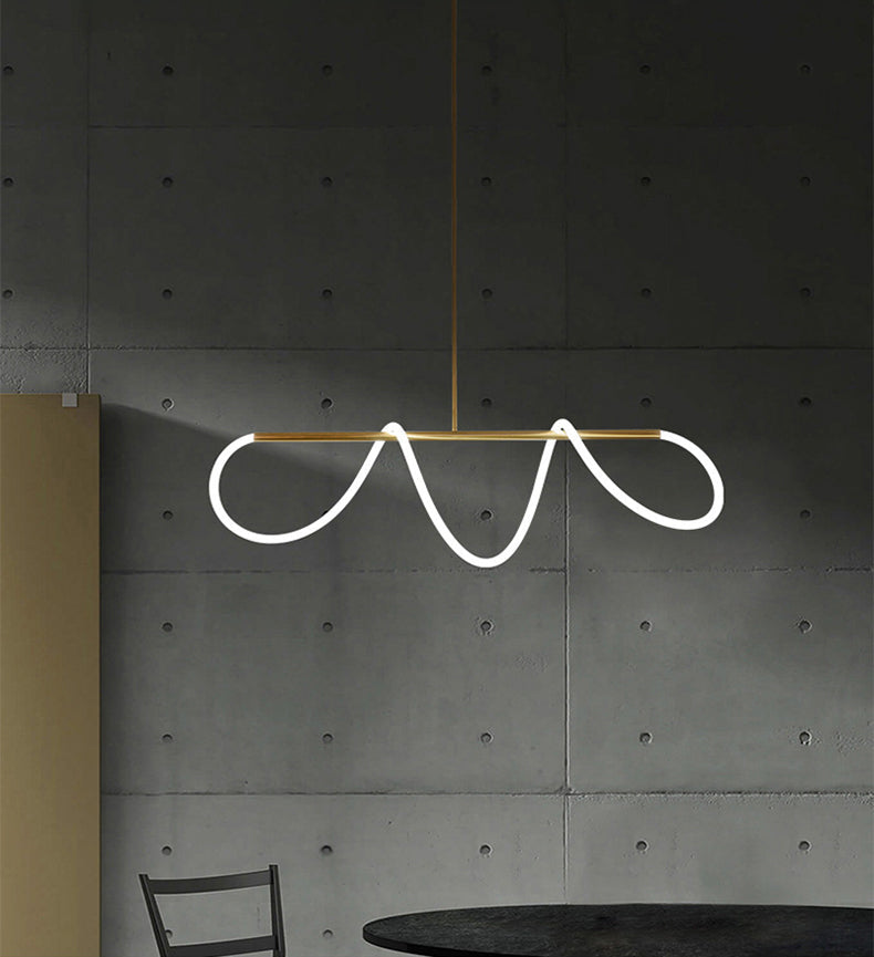 Modern Golden Led Chandelier Shiny Line