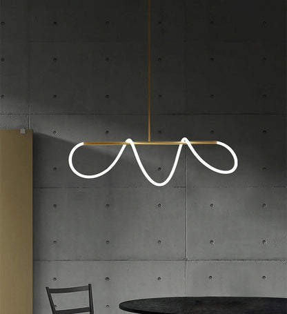 Modern Golden Led Chandelier Shiny Line