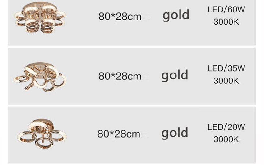 Postmodern Nordic Luxury Golden Ring Iron Chandelier