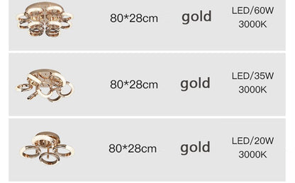 Postmodern Nordic Luxury Golden Ring Iron Chandelier