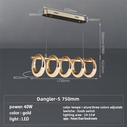 Postmodern Nordic Luxury Golden Ring Iron Chandelier