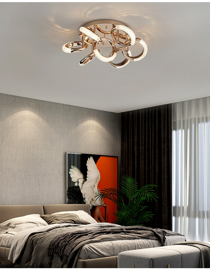 Postmodern Nordic Luxury Golden Ring Iron Chandelier