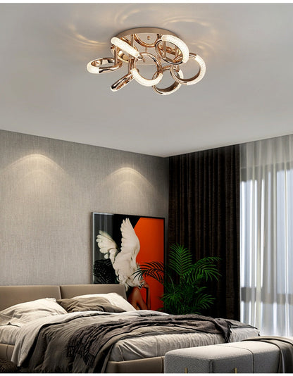 Postmodern Nordic Luxury Golden Ring Iron Chandelier