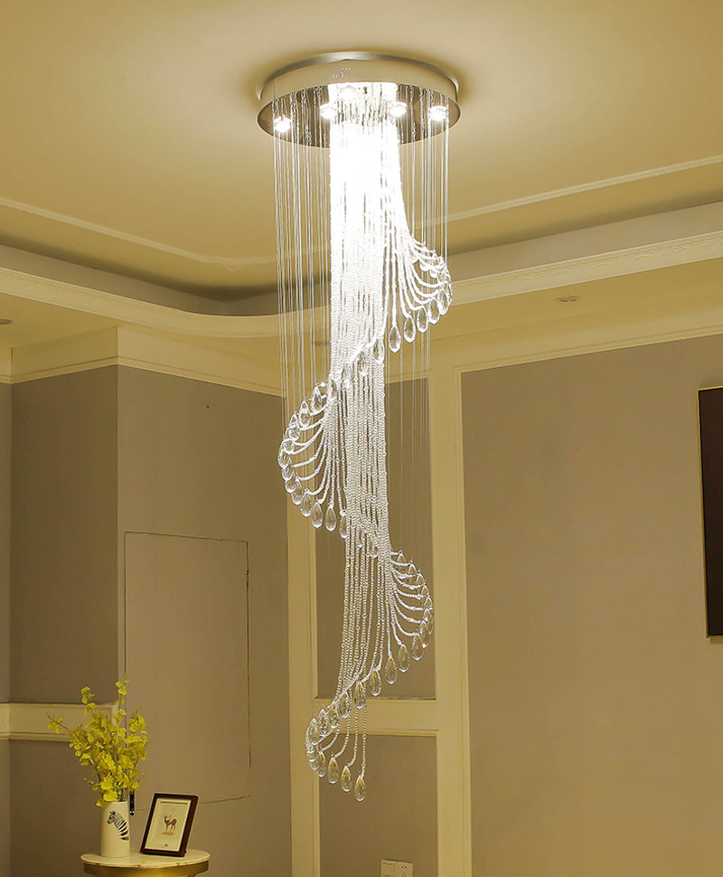 Modern Luxury Large K9 Spiral Crystal Chandelier