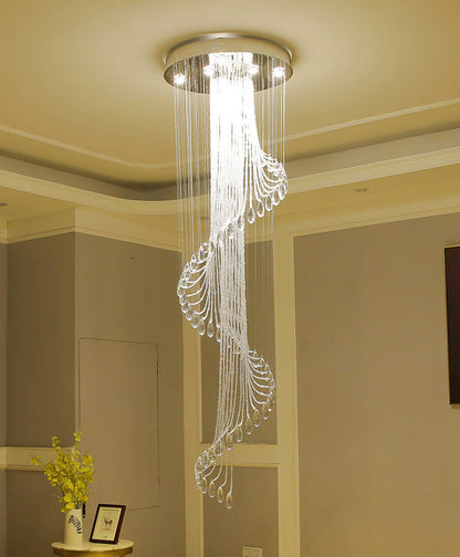 Modern Luxury Large K9 Spiral Crystal Chandelier
