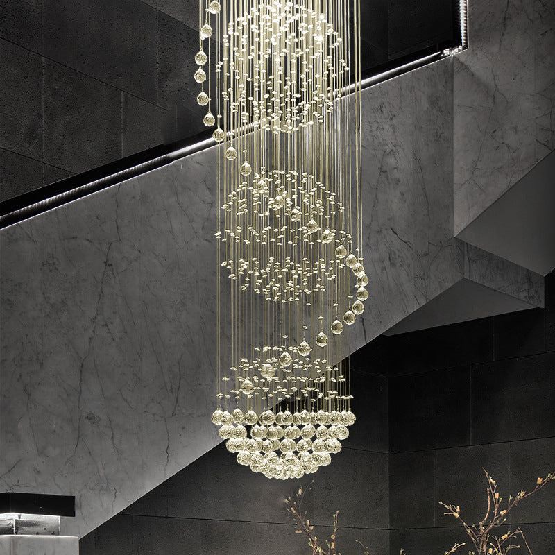 Modern Spiral LED Crystal Chandelier - Fixture for Staircase