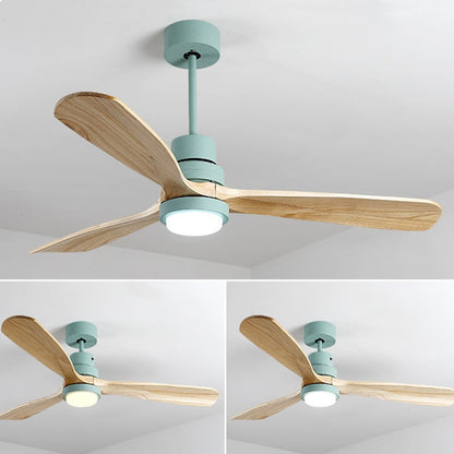 Wooden Modern LED Chandelier With Ceiling Fan