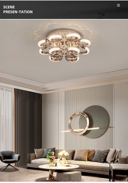 Postmodern Nordic Luxury Golden Ring Iron Chandelier