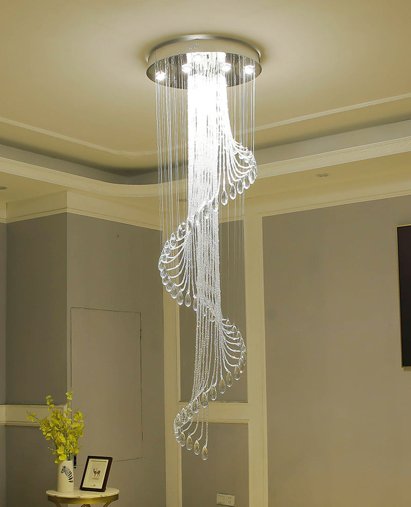 Modern Luxury Large K9 Spiral Crystal Chandelier