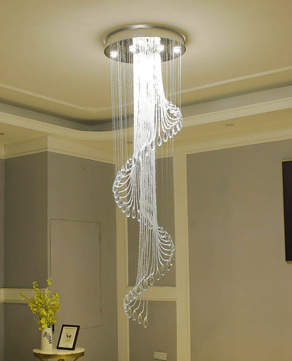 Modern Luxury Large K9 Spiral Crystal Chandelier