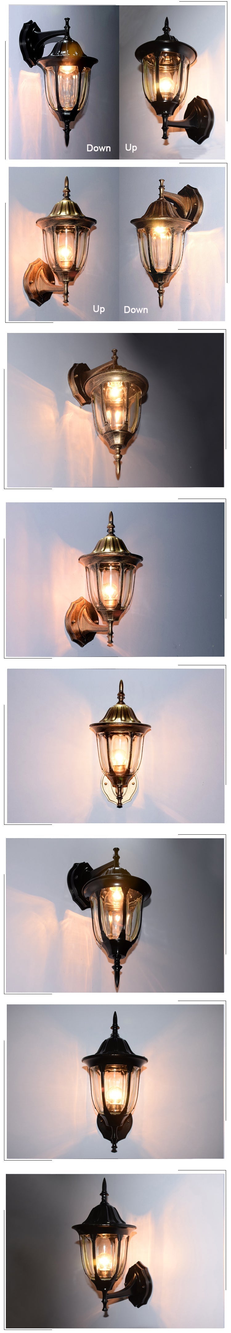 European vintage bronze aluminum courtyard waterproof outdoor wall sconce lamp