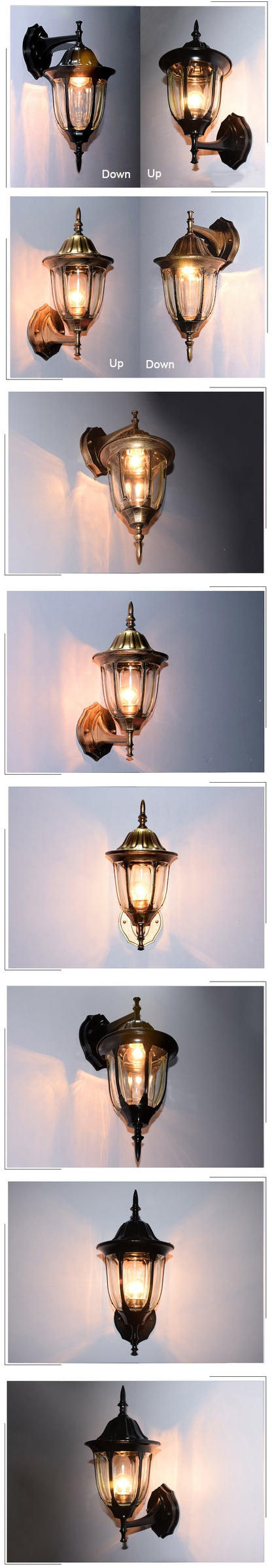 European vintage bronze aluminum courtyard waterproof outdoor wall sconce lamp
