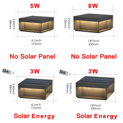 Solar LED Garden Light Outdoor Column Head Light Waterproof Street Light Fence Cap