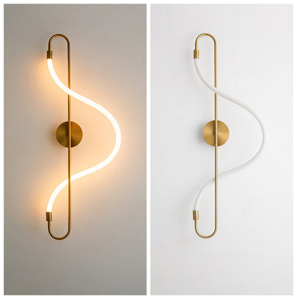 Modern Golden Led Chandelier Shiny Line