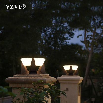 Outdoor Solar Lights Garden Light Column Lamps Waterproof Fence Gate Cap Light