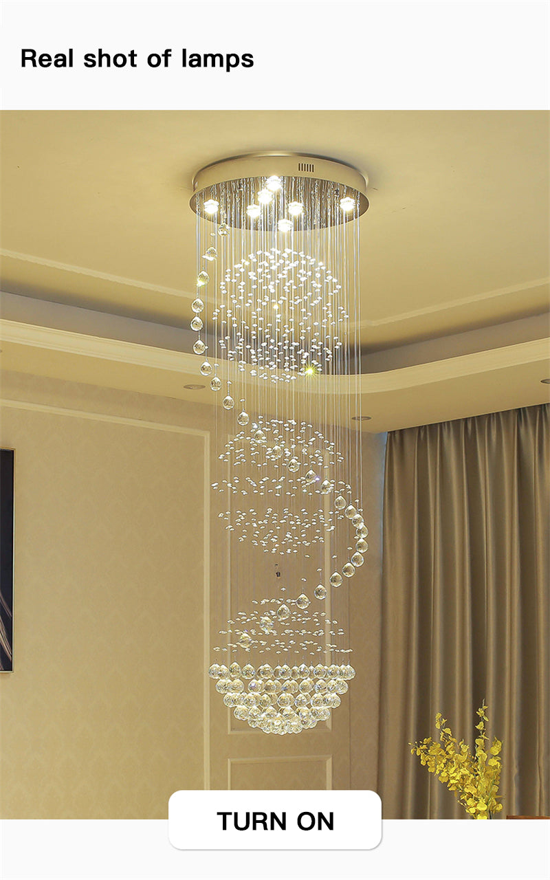 Modern Spiral LED Crystal Chandelier - Fixture for Staircase