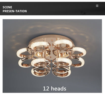 Postmodern Nordic Luxury Golden Ring Iron Chandelier