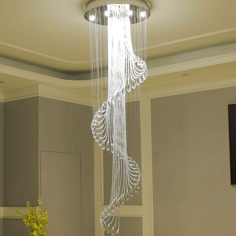 Modern Luxury Large K9 Spiral Crystal Chandelier