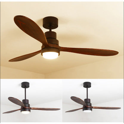 Wooden Modern LED Chandelier With Ceiling Fan