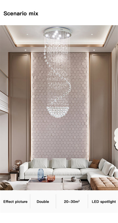 Modern Spiral LED Crystal Chandelier - Fixture for Staircase