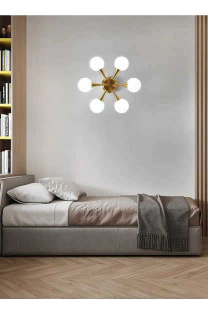 Modern Copper Glass Ball Ceiling Pendant Flush Mount Lamp
