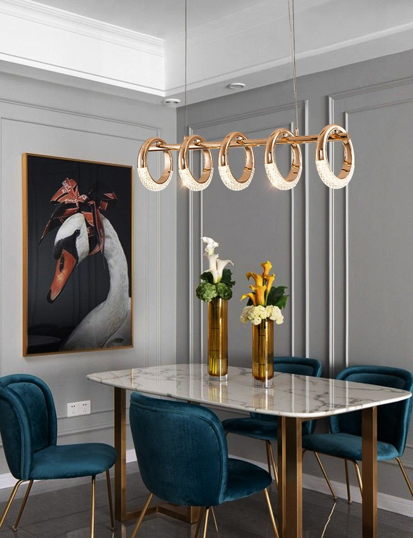 Postmodern Nordic Luxury Golden Ring Iron Chandelier