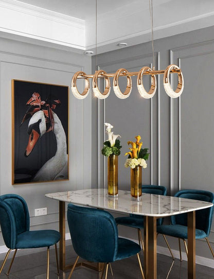 Postmodern Nordic Luxury Golden Ring Iron Chandelier