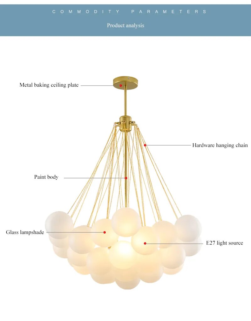 Bubble Glass Chandelier Frosted Glass