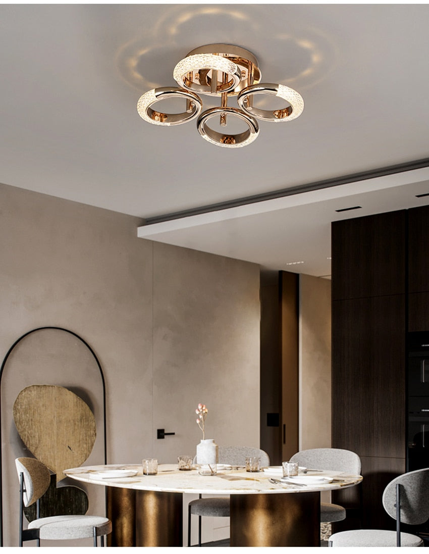 Postmodern Nordic Luxury Golden Ring Iron Chandelier