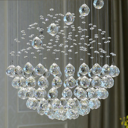 Modern Spiral LED Crystal Chandelier - Fixture for Staircase
