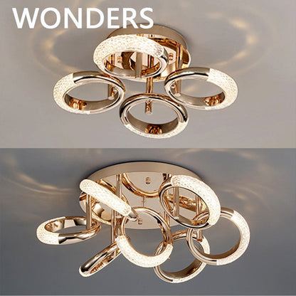 Postmodern Nordic Luxury Golden Ring Iron Chandelier