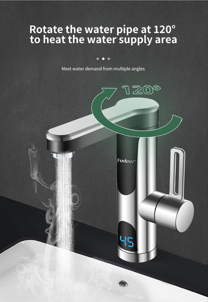 Instant Water Heater Faucet for Basin Tap 220V 3400W Tankless LCD Display
