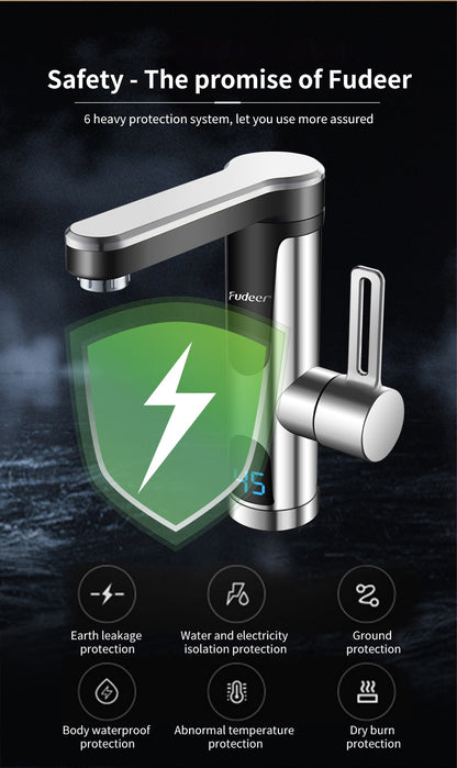 Instant Water Heater Faucet for Basin Tap 220V 3400W Tankless LCD Display
