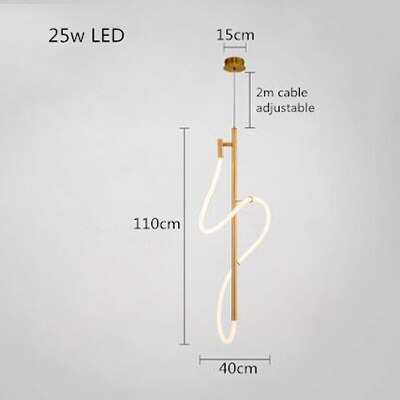Modern Golden Led Chandelier Shiny Line