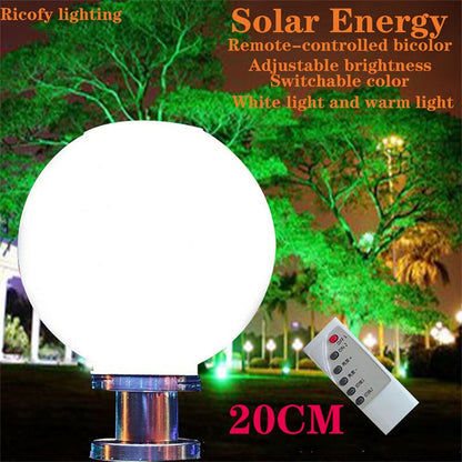 LED Round Ball Stainless Steel Solar Powered Lamp Outdoor IP65 Waterproof