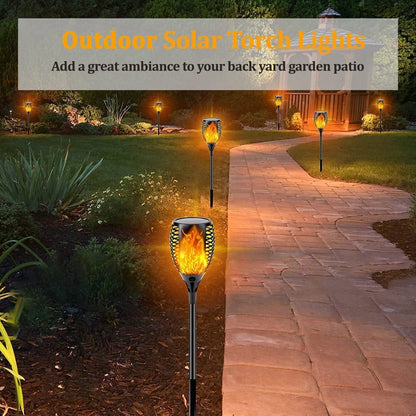 Outdoor Solar Powered Torch Lights Waterproof Garden Patio Flickering Dancing Flame Lamp