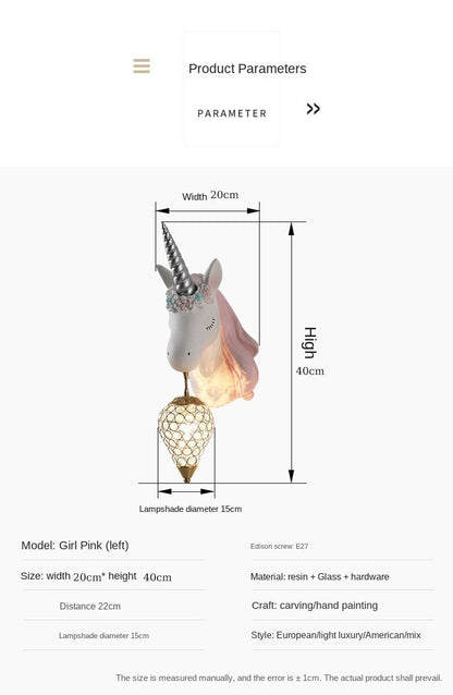 Unicorn Pink & Blue Wall Lamp