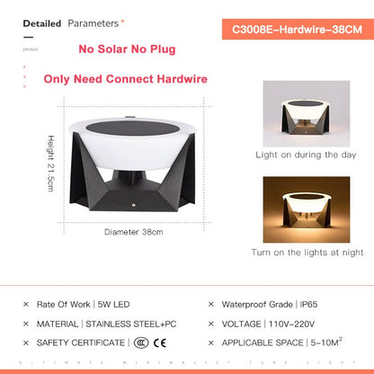 Outdoor Solar Lights Garden Light Column Lamps Waterproof Fence Gate Cap Light