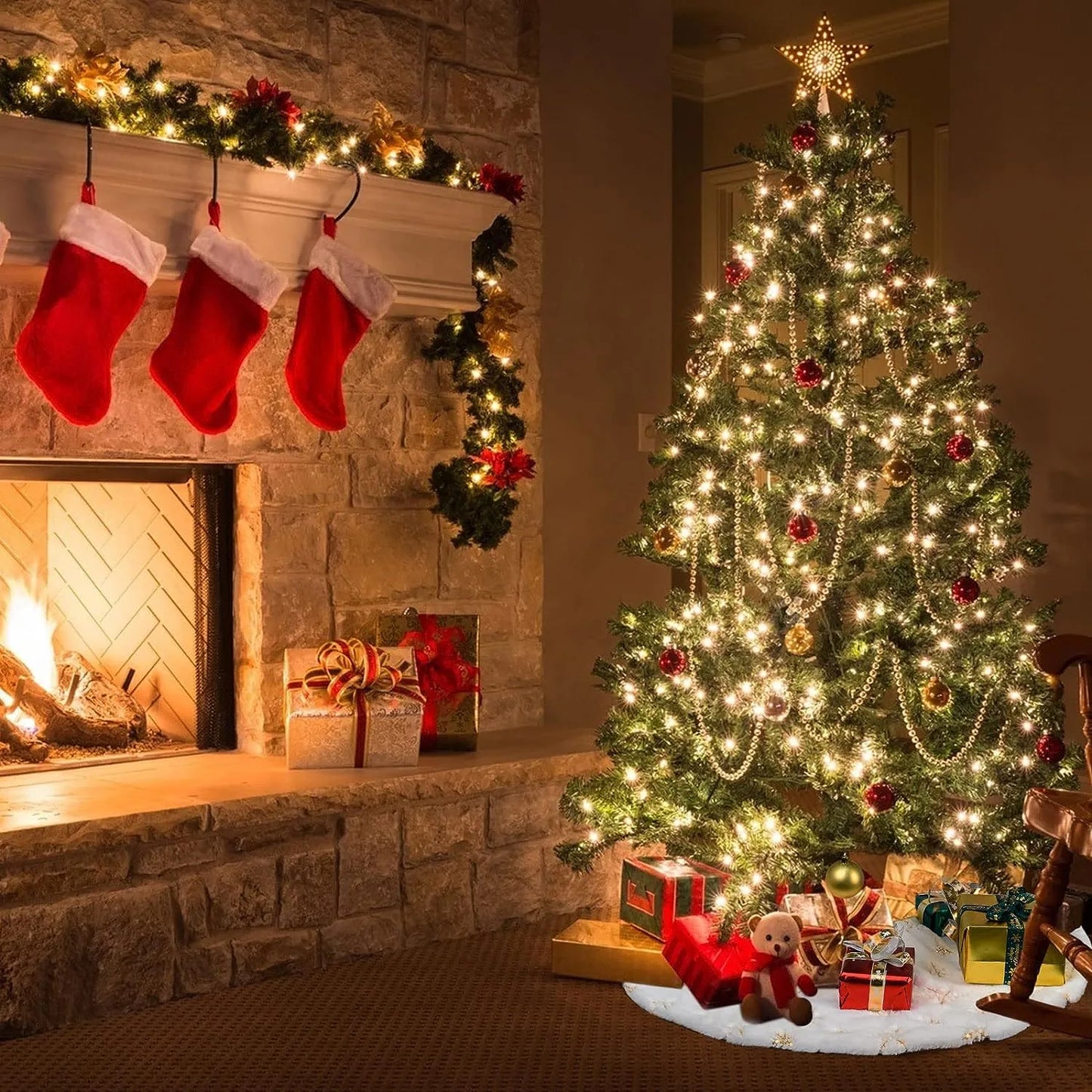 Christmas Tree Skirt White Snowflake 78/90/122 CM